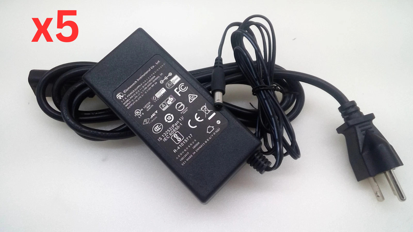 Lot of 5 Elementech A140-1120300 DC 12V 3A 5.5*2.1mm AC Adapter Power Supply