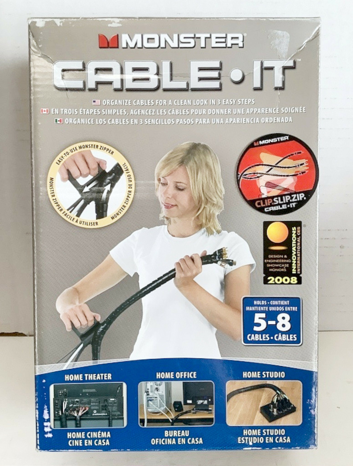 NEW Monster Cable 129703-00 8-Ft Cable-it CIT MBK-8 Black Cable Management Kit