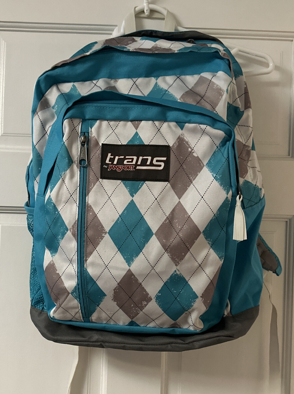 Trans by JanSport Backpack Teal/Gray/White Argyle