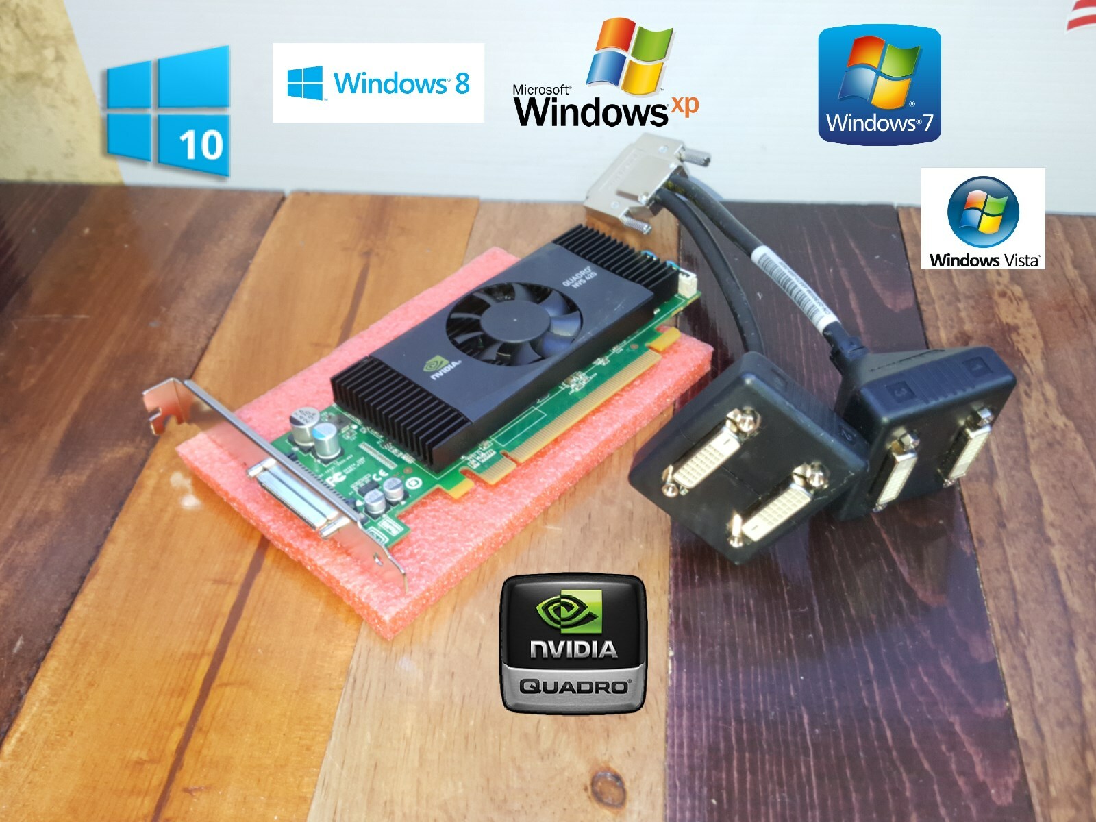 HP Compaq Elite 8100 8200 8300 CMT NVIDIA Quadro Quad 4 DVI Video Graphics Card 