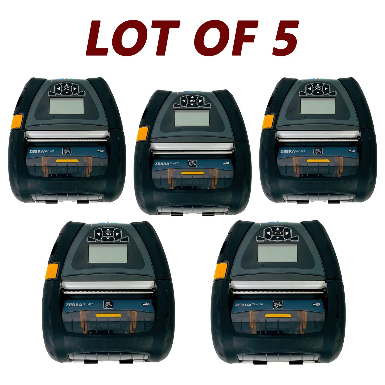 LOT OF 5 Zebra QLn420 Mobile Label Printer WiFi BT USB No Battery No Adapter