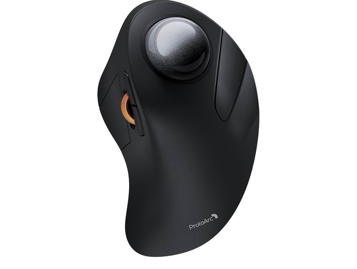ProtoArc EM03 NL Ergonomic Rechargeable Wireless Trackball Mouse Gray Bluetooth