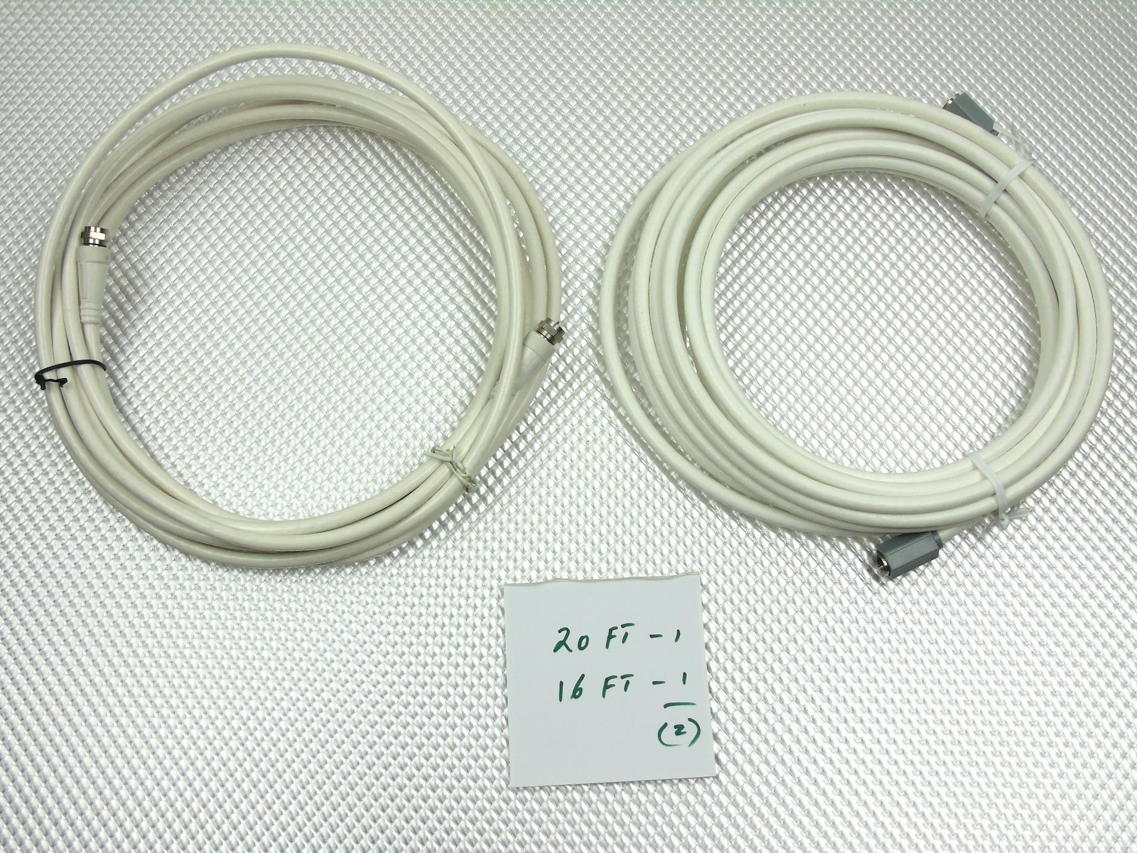 Lot of 2 -  RG6 Cable Video Coaxial Cable White - 16' & 20'  Ft