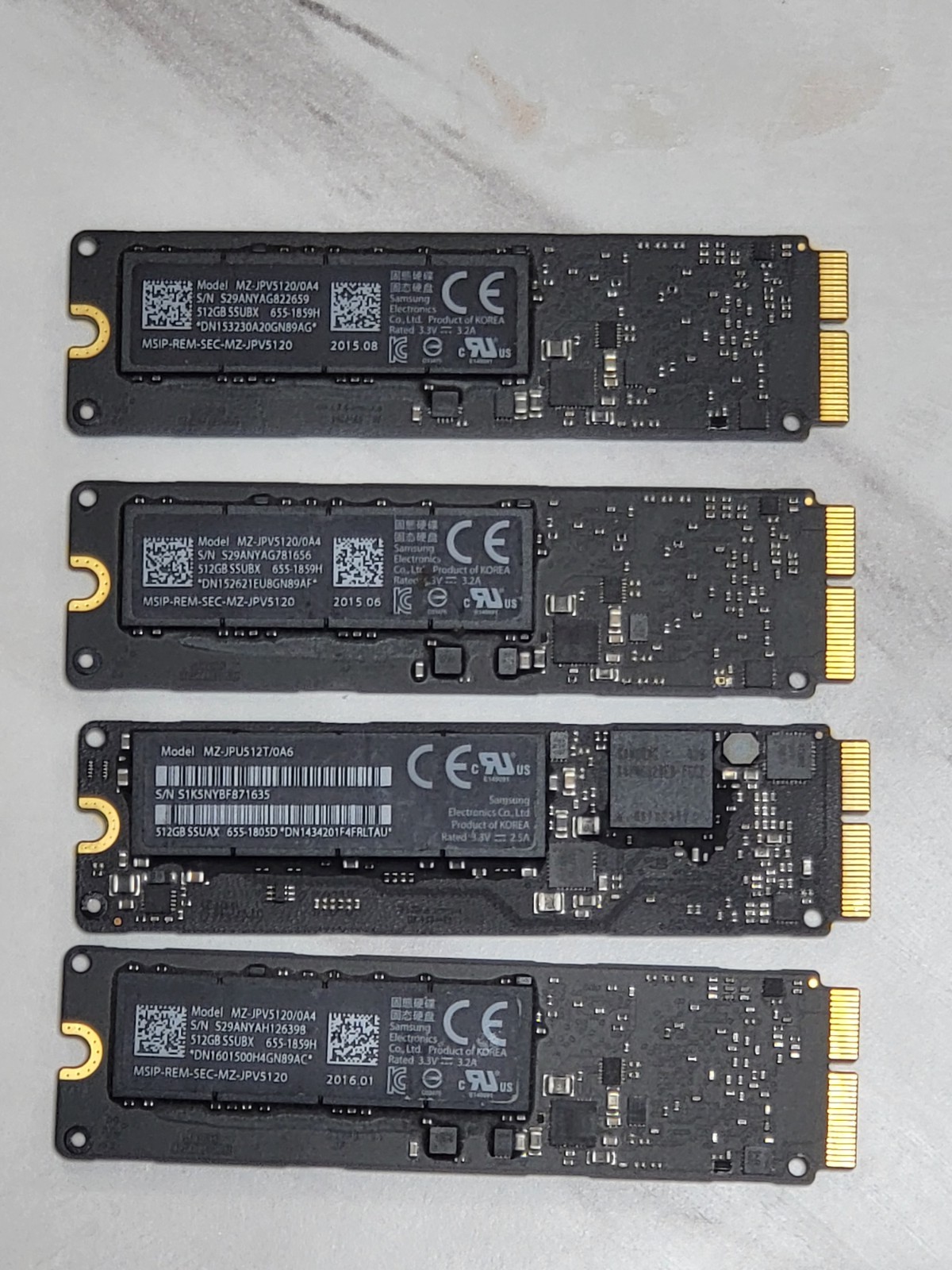 LOT OF 4 Genuine Apple Macbook Pro Retina,Mac Samsung 512GB PCIe SSD Warranty