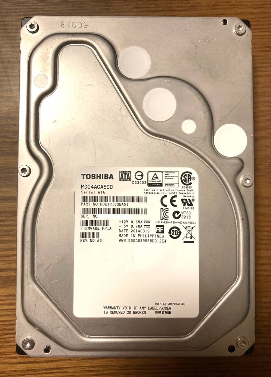 [Excellent condition] Toshiba MD series MD04ACA500 3.5-inch HDD 5TB (High reliab