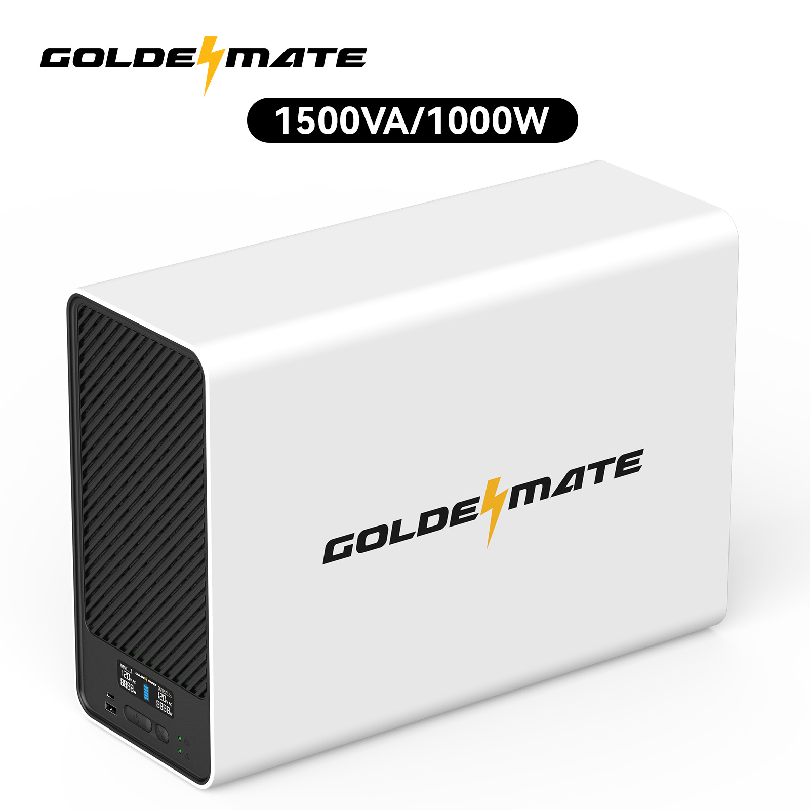 Goldenmate 1500VA 1000W Pure Sine Wave UPS Backup Power Supply LiFePO4 Battery