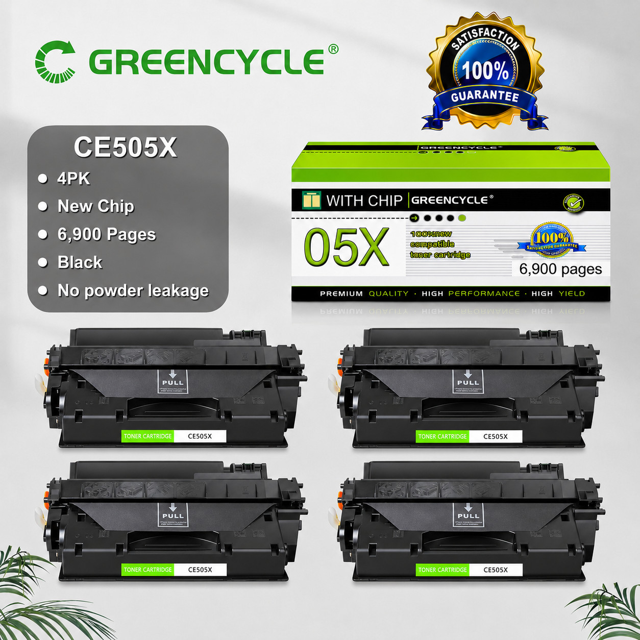4PK CE505X 05X BK Laser Toner Cartridge For HP LaserJet P2050 P2055d Printer