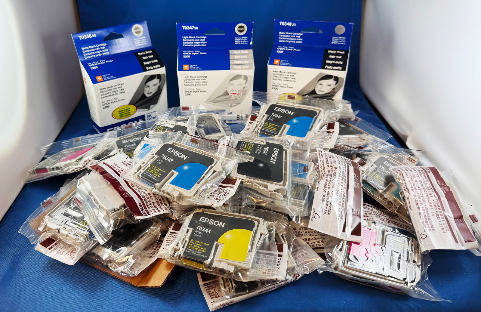 32 Epson T0341-T0348 Ink Cartridges Stylus Photo 2200 OEM Sealed Expired