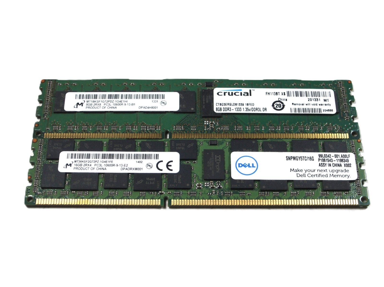 MICRON 8GB/16GB SERVER RAM MT36KSF2G72PZ/ MT18KSF1G72PDZ TESTED | LOT OF 24GB
