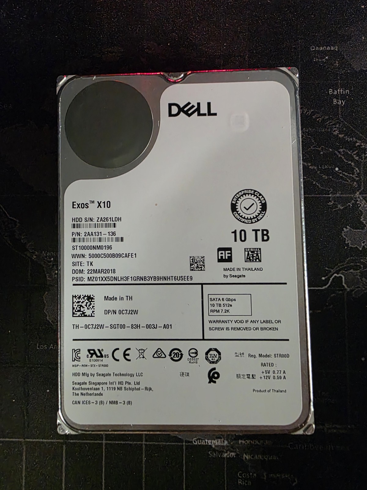 Lot Of 3 - C7J2W DELL 10TB 7.2K 6Gb/s SATA 3.5in 0C7J2W ST10000NM0196 HARD DRIVE