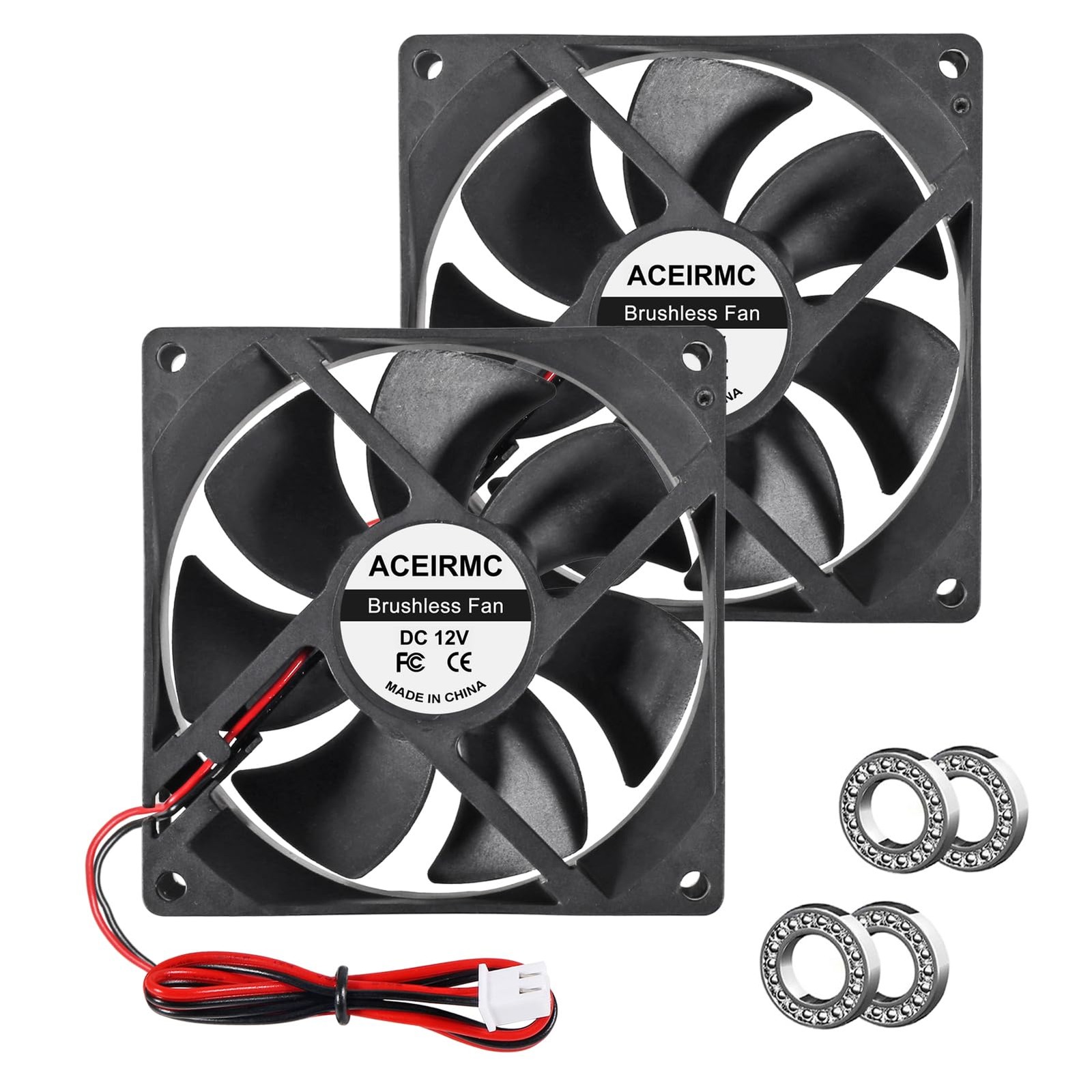 ACEIRMC 2pcs 9225 92mm x 25mm 12V DC Brushless Computer case Fan 12 Volt 2Pin Du