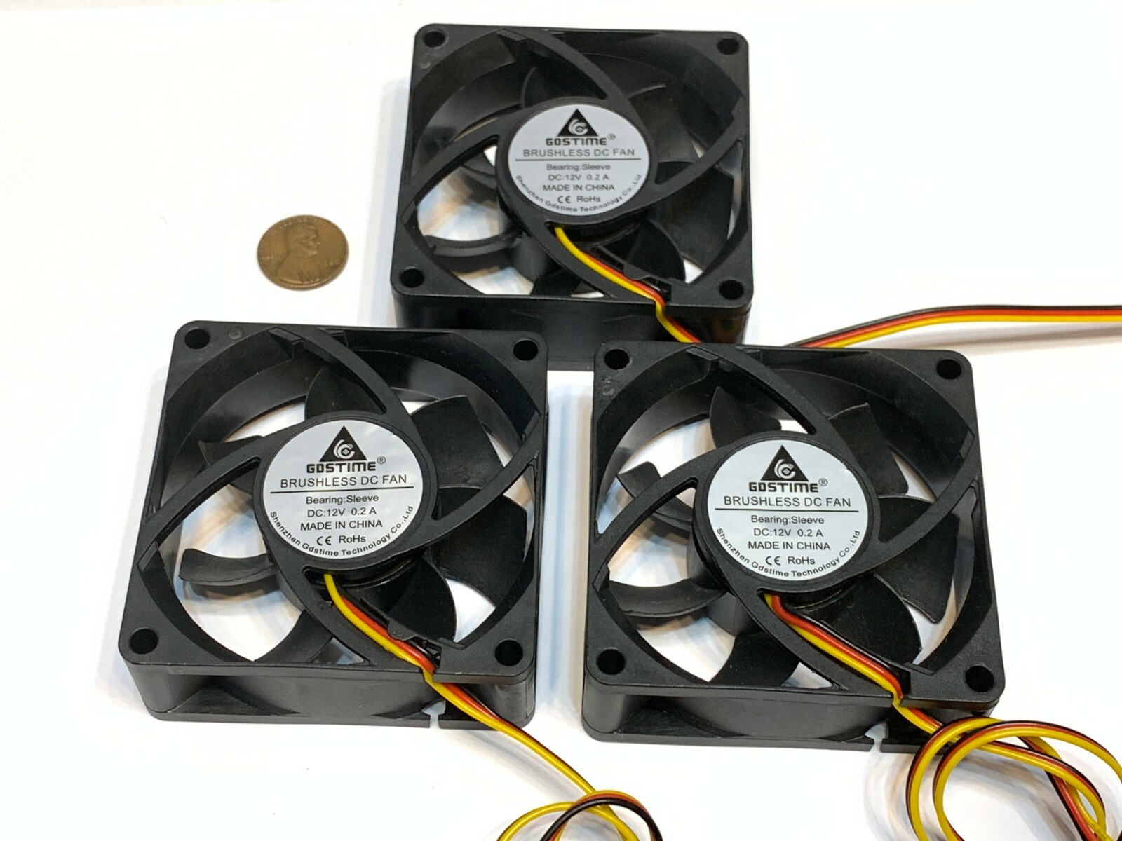 3 pcs 7025 GDStime 7cm 70mm DC 12v Brushless Cooling 3pin Blower Fan
