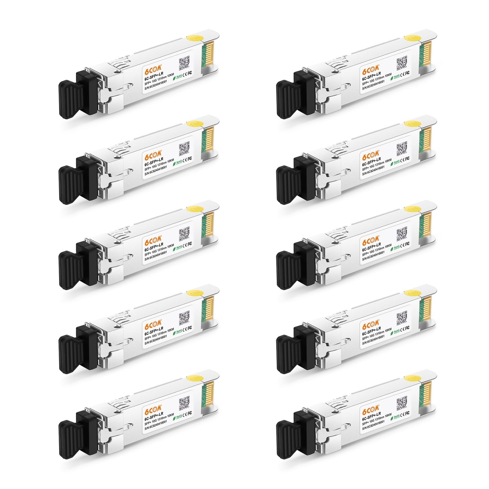 10Pack 10GBase-LR SFP+ Transceiver, 10G Dual LC Single Mode Module for Cisco ...