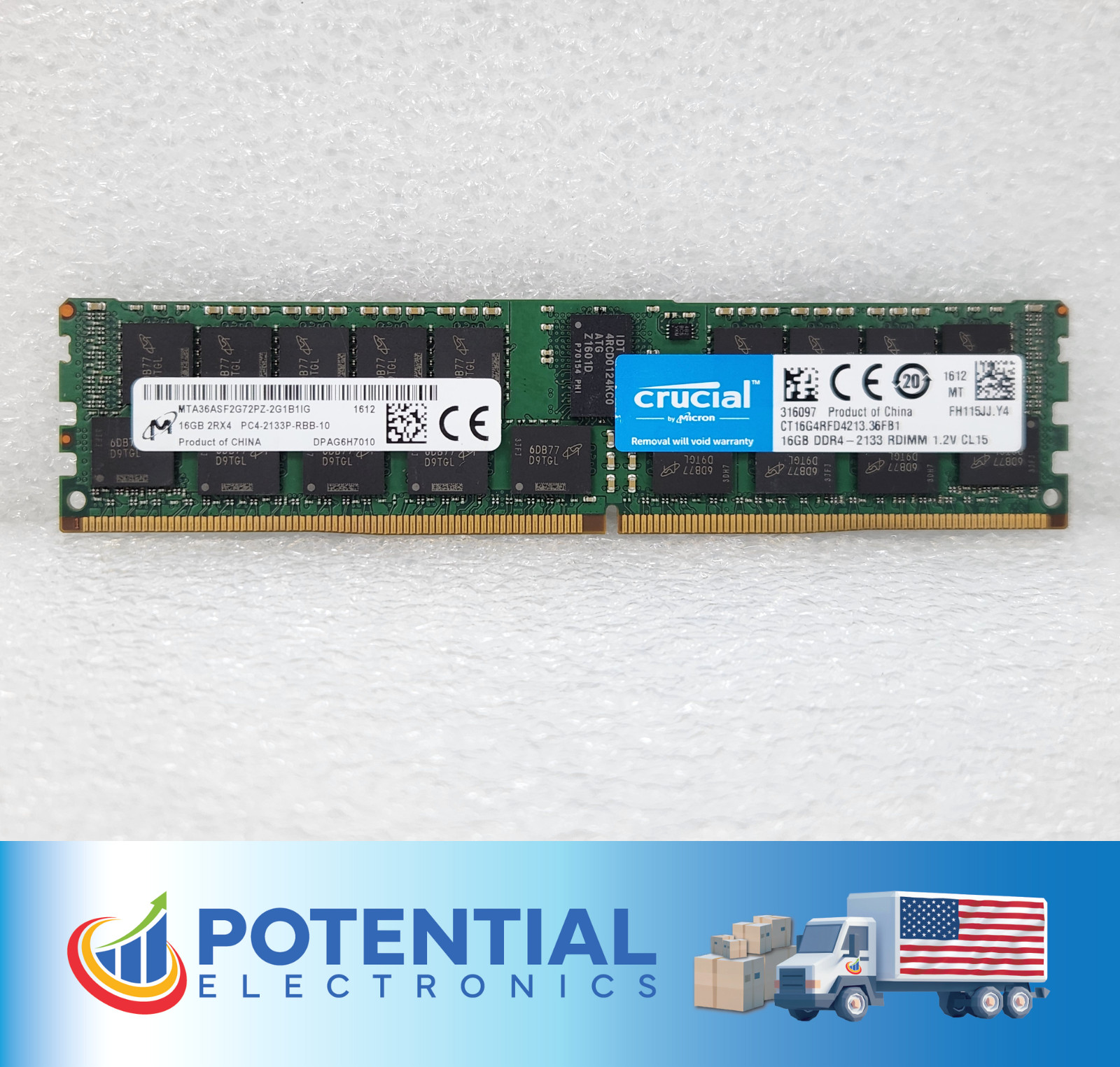 Micron MTA36ASF2G72PZ-2G1 16GB (1x16GB) 2Rx4 PC4-2133P DDR4 Server Memory