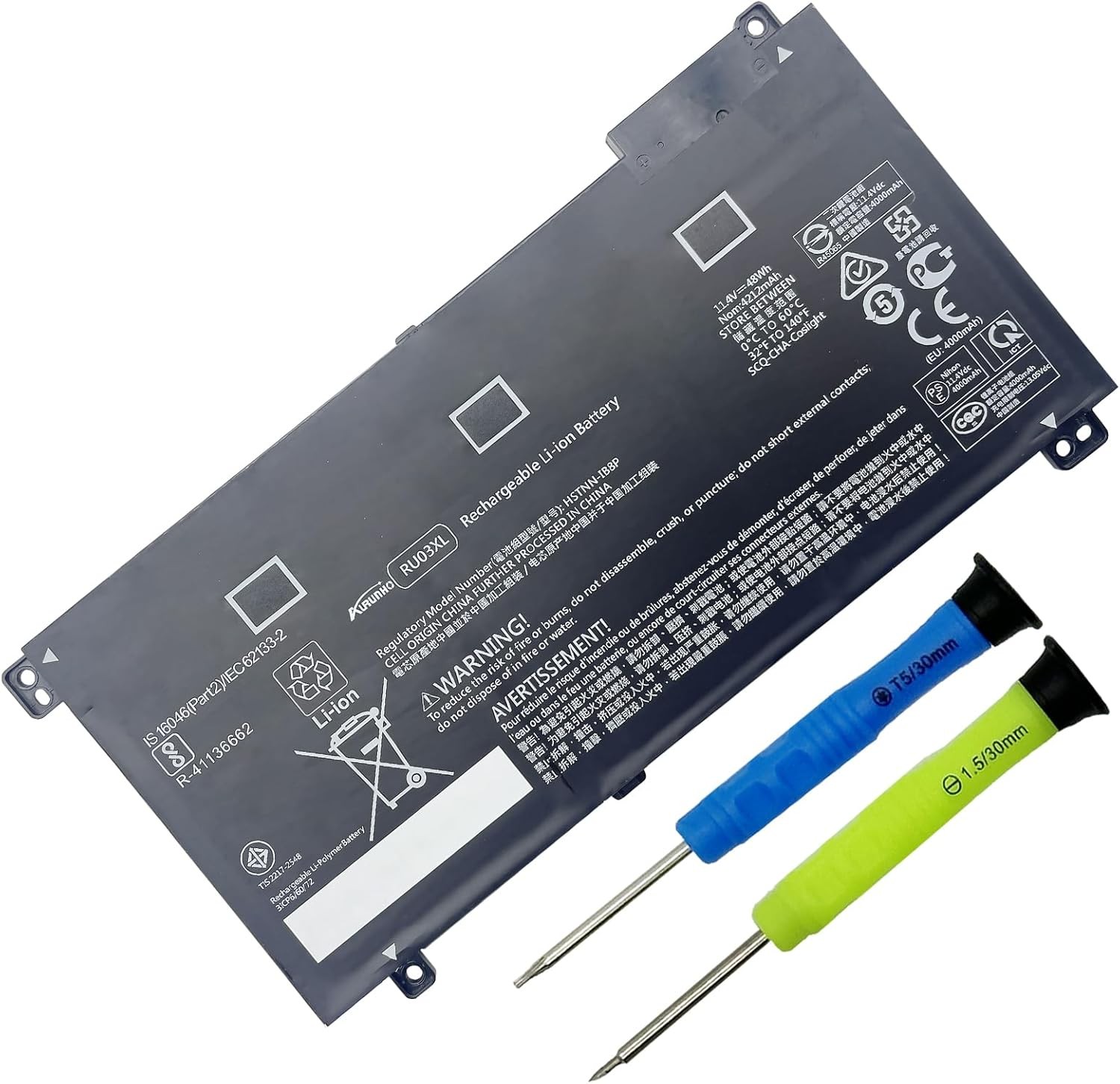 RU03XL 48Wh Laptop Battery Replacement for Hp Probook X360 440 G1 Education