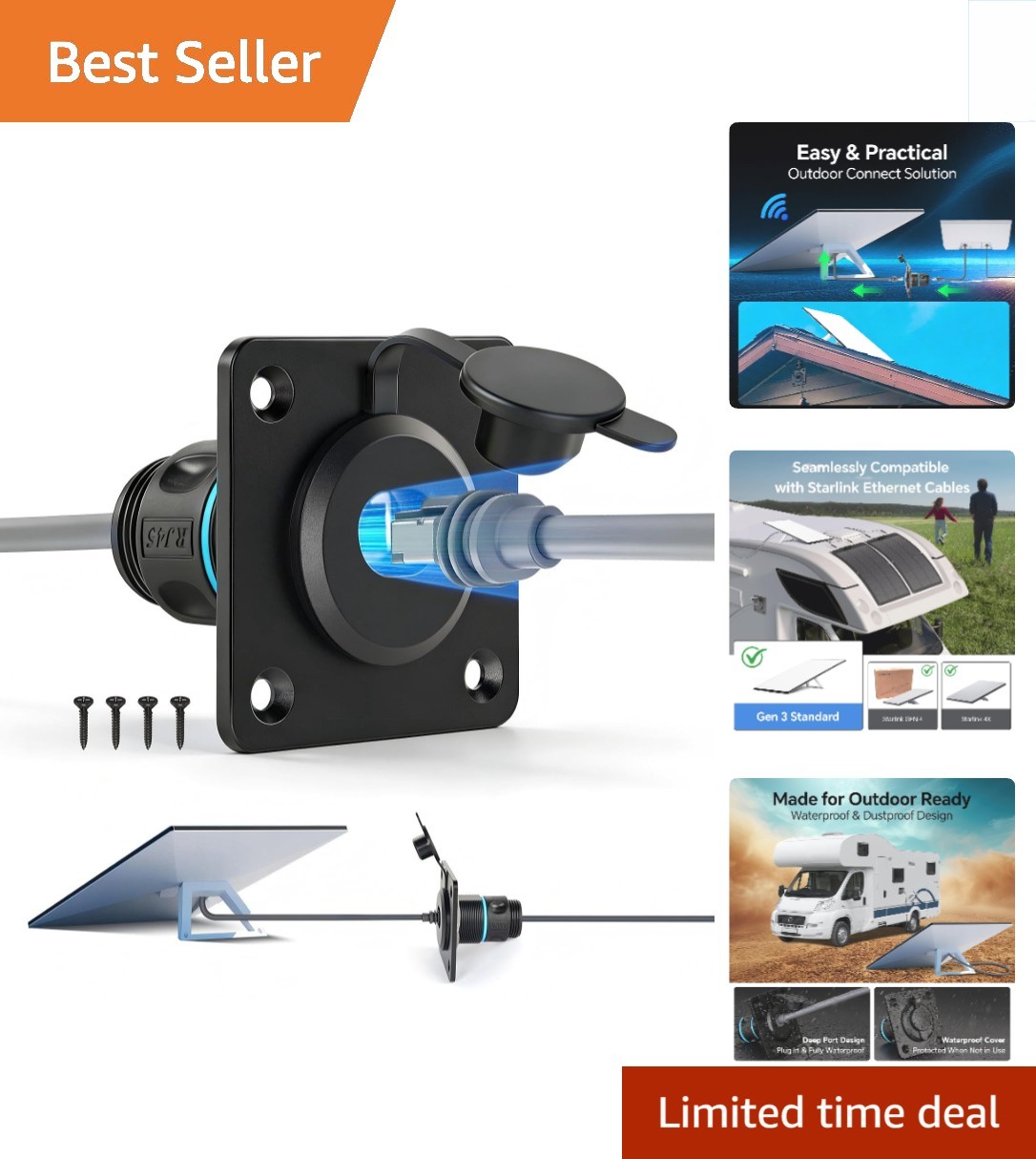 Seamless Starlink Wall Pass Through RJ45 Socket - Perfect for Off-Grid Living