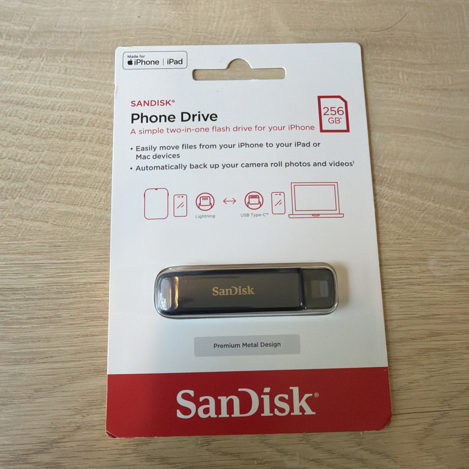 SanDisk SDIXD0N-256G-AW6ME Phone Drive 256GB USB Flash Drive for iPhone - NEW