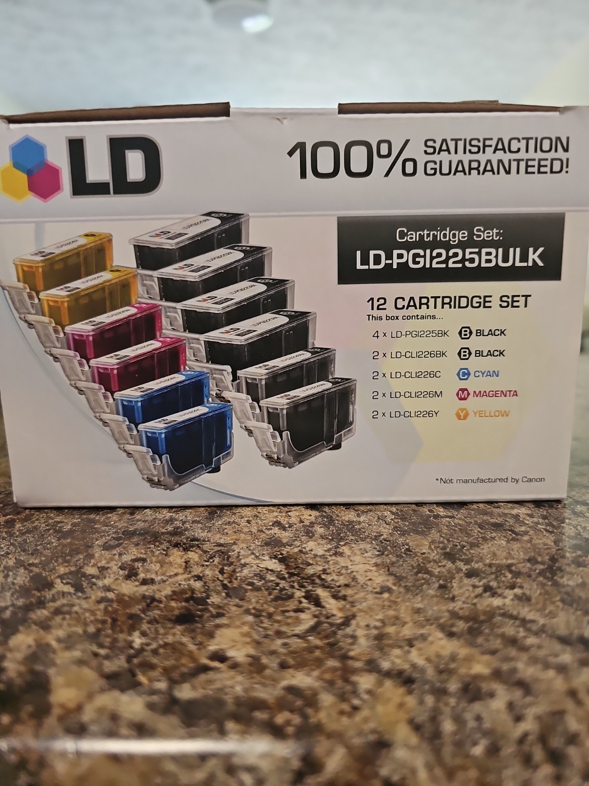 LD 12 Pack PGI225 CLI226 Black Color Ink Cartridge Set for Canon Printer