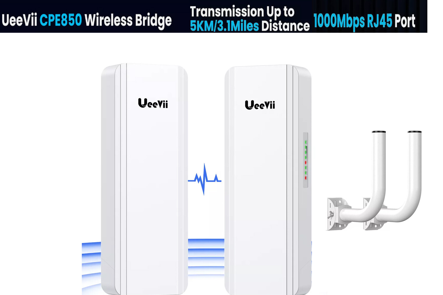 UeeVii 5KM Gigabit WiFi Bridge 1200Mbps Point to Point/Multipoint 1Gbps Extender