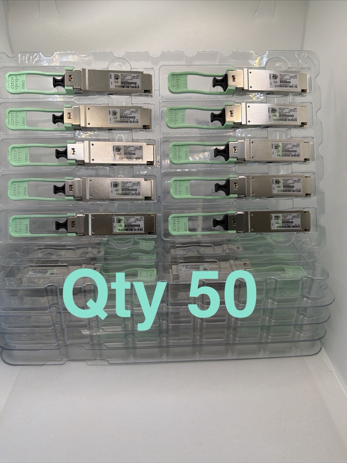 50 X Cisco 10-3556-01 QSFP-100G-FR-W QSFP28 Optical Transceiver Module Hologram
