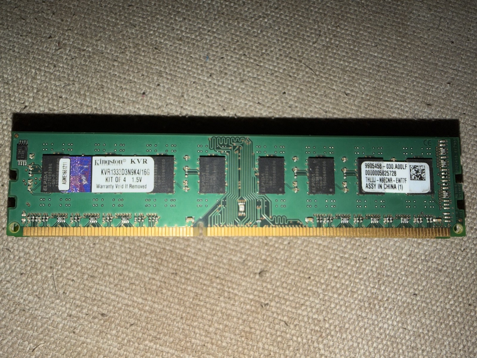 Kingston KVR1333D3E9S/4G (4GB, PC3-10600 (DDR3-1333), DDR3 SDRAM, 1333Mhz, DIMM