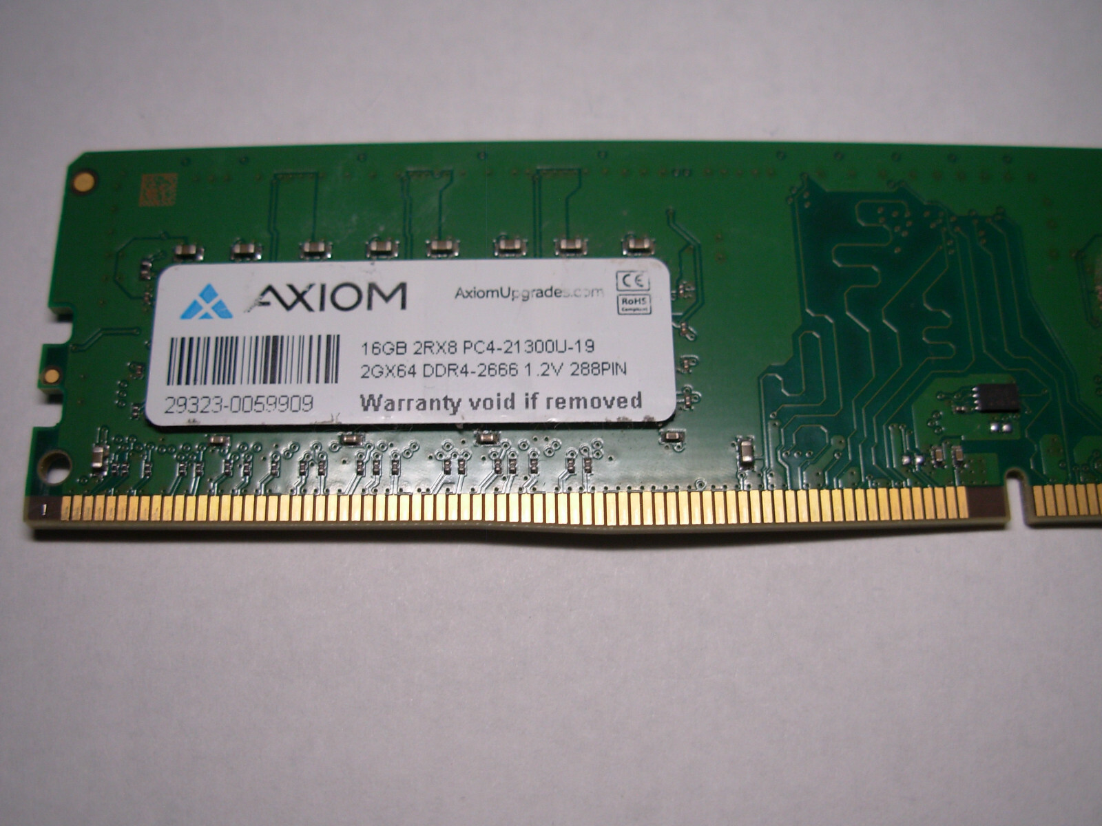 AXIOM 16GB (16GB x 1) DDR4-2666 2RX8 PC4-21300U-19 2GX64 Ram 288 PIN 1.2V