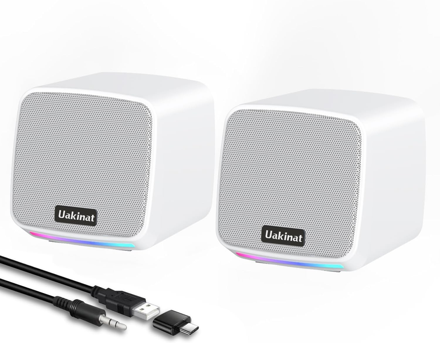 USB Powered Computer Speakers 2.0 Stereo 3W x 2 3.5mm AUX Volume Control