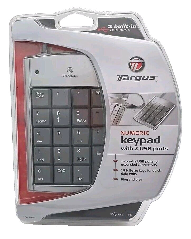 Targus Numeric Keypad 2 USB Ports PAUK10U-BB New Sealed Plug and Play