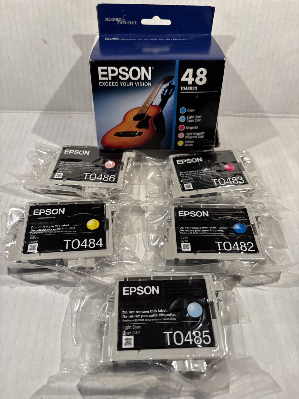 EPSON 48 T048920 Color Ink Cartridge 5 Pack 03/2017 New Old Stock Sealed