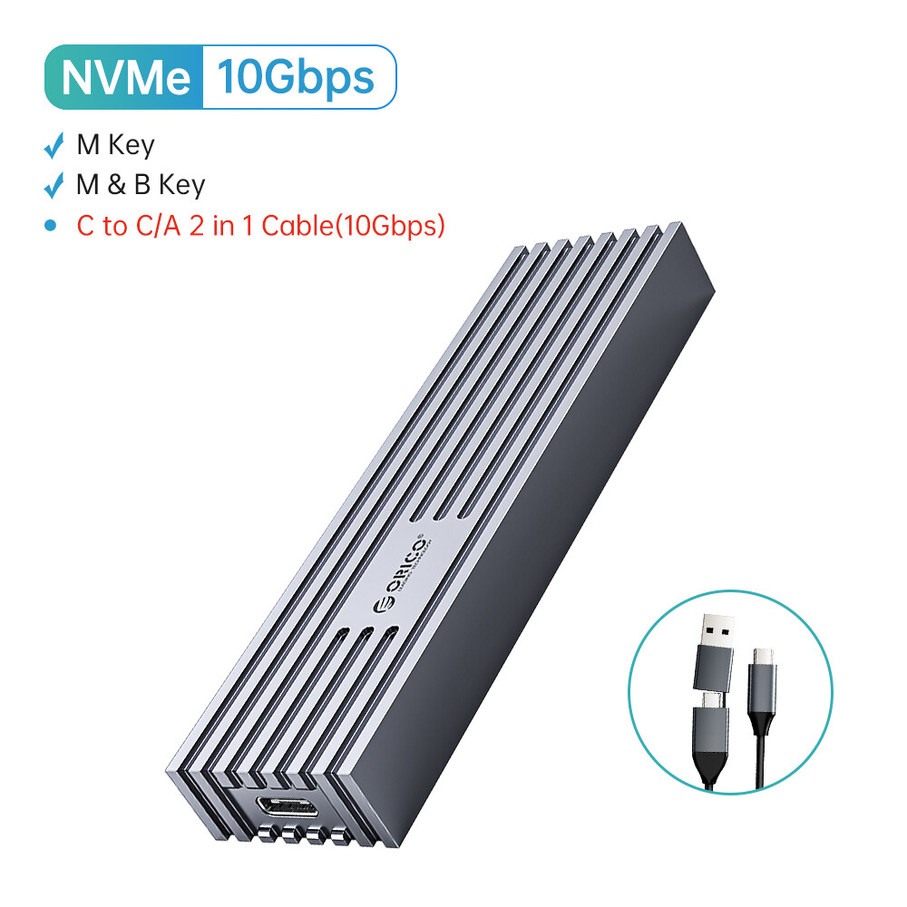 ORICO M.2 NVMe SATA SSD Enclosure 10Gbps USB C Adapter M2 NVMe Case w/ UASP Trim