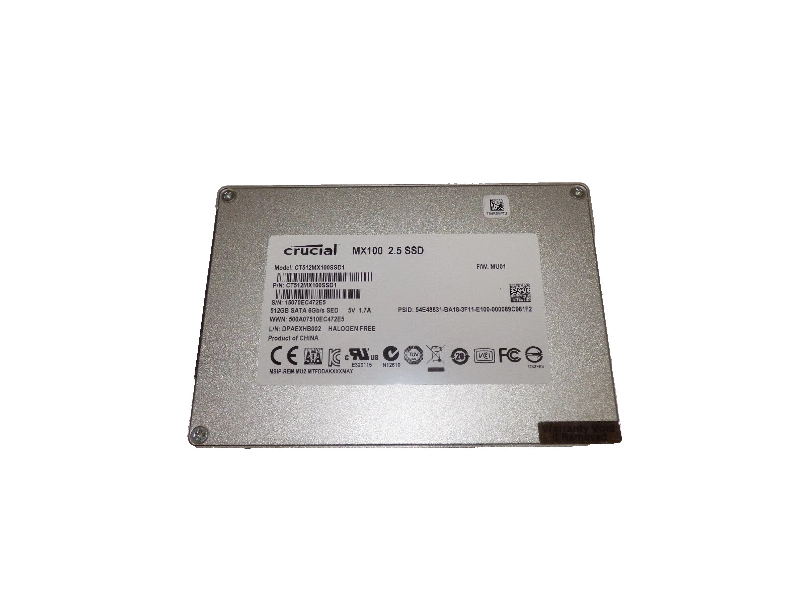 CT512MX100SSD1 Crucial MX100 2.5" 512GB 6Gb/s SSD Drive
