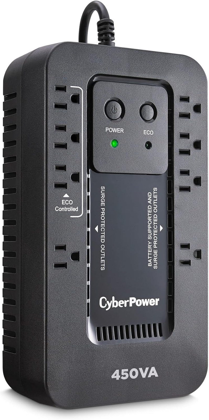 Cyberpower EC450G Ecologic Battery Backup & Surge Protector UPS System, 450VA/26