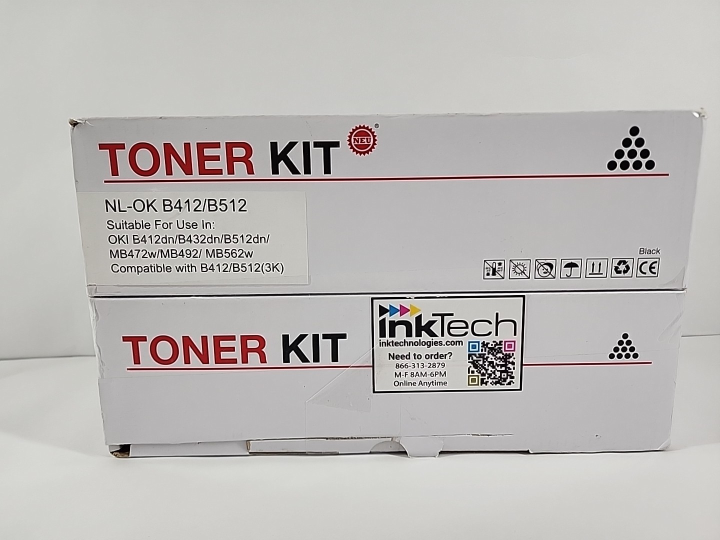 2x Inktech 45807101 For Oki Black Toner Cart. B412, B432,B512,MB472,MB492,MB562