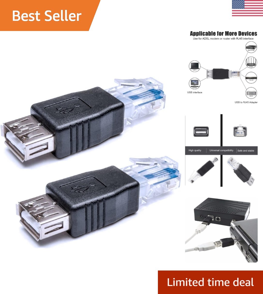 Dual Ethernet to USB 2.0 Adapters: Connect ADSL Modems & Cameras Effortlessly