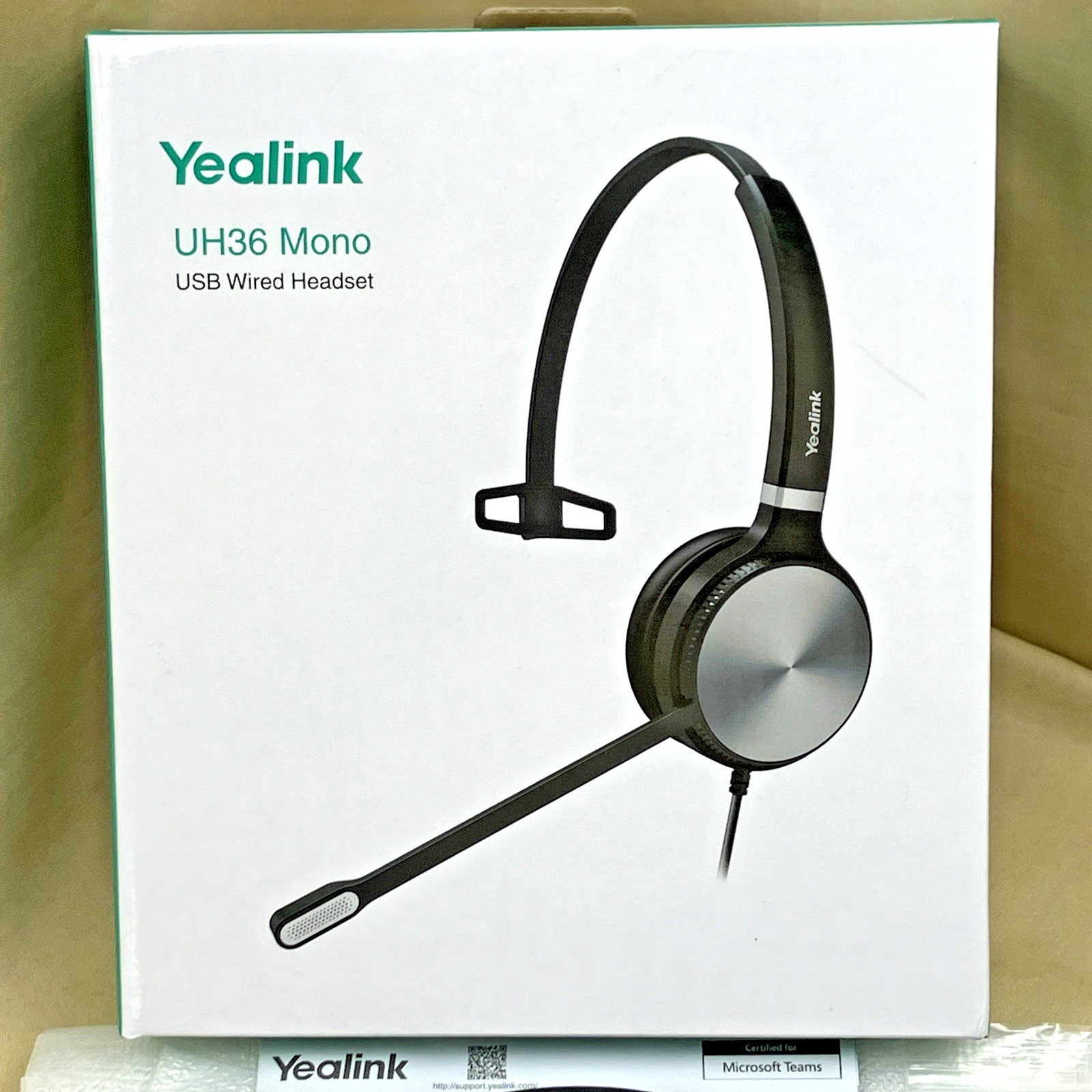 Yealink Headset UH36 USB Wired Mono Teams Certified with Noise-Cancelation
