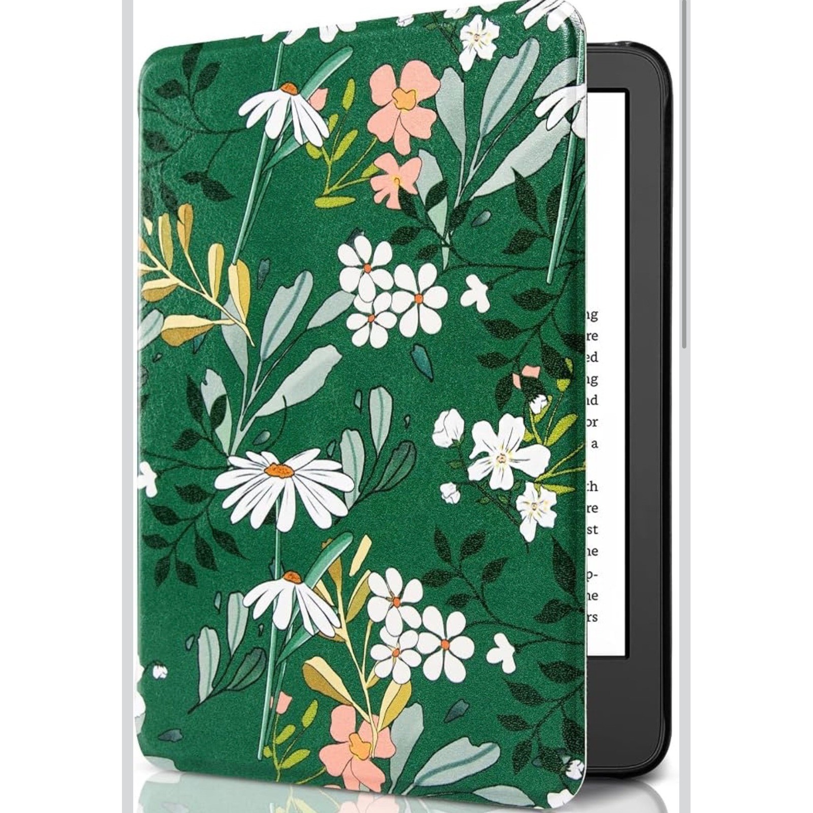 Cobak Smart Folio Case for 6" Reader Green Floral Daisy Magnetic Sleep Wake