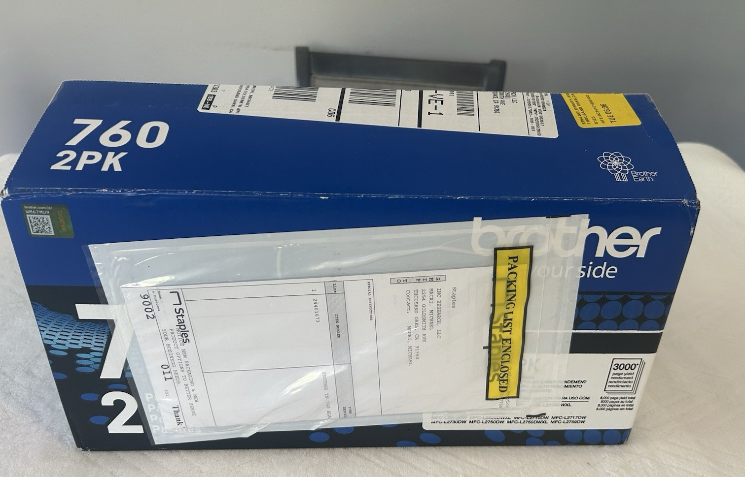 Brother TN760 2PK High-Yield Black Laser Toner 2-Pack ONLY 1 TONER IS INCLUDED