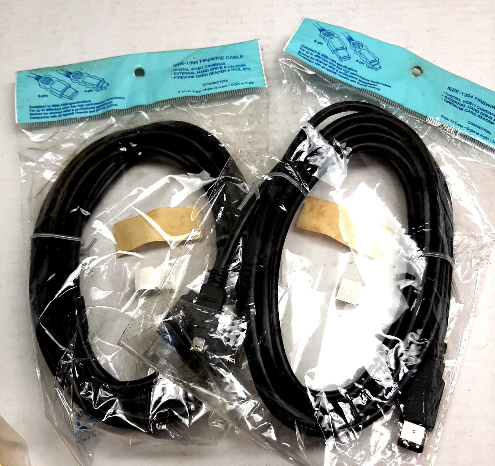 2 Lot of 10ft IEEE-1394a 6 to 4 Pin Cable Firewire 400Mbps PC Cord Black ~ OBB13