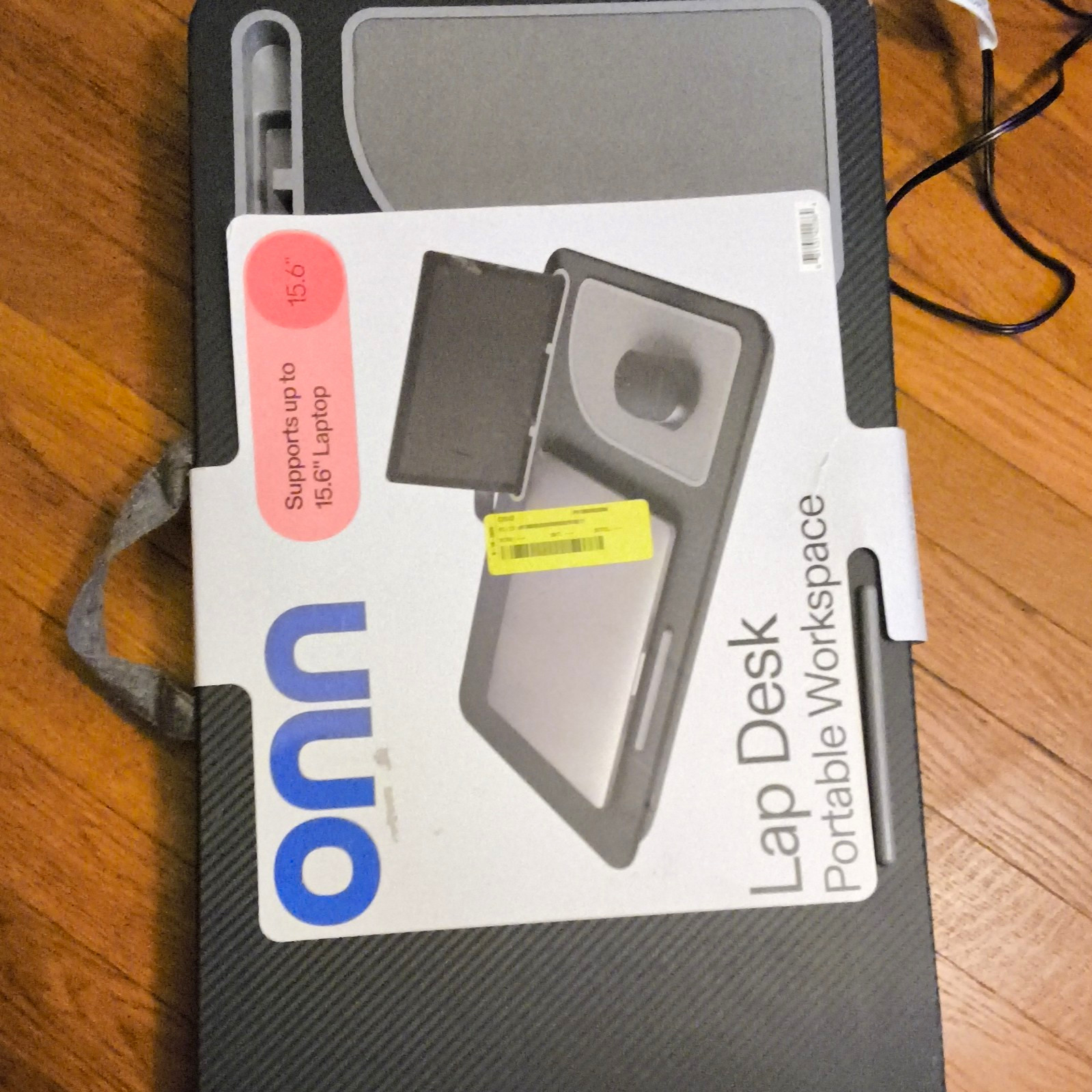 onn Lap Desk Portable Workspace for 15.6 in Laptop, Built-In Mouse Pad, Gray