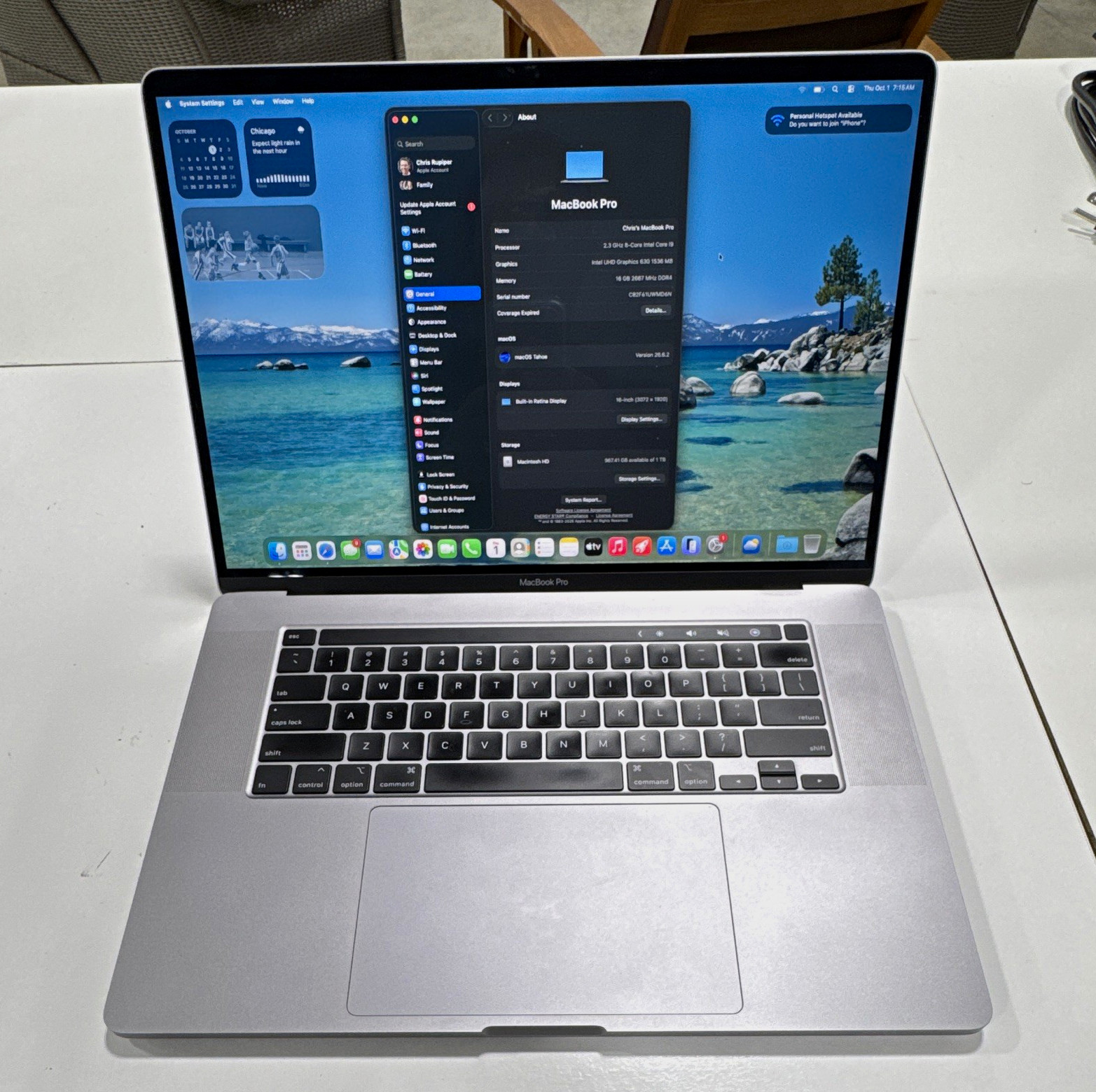 Apple MacBook Pro 16" i9 2.3GHz 16GB RAM 1TB SSD Touch Bar Silver 2019