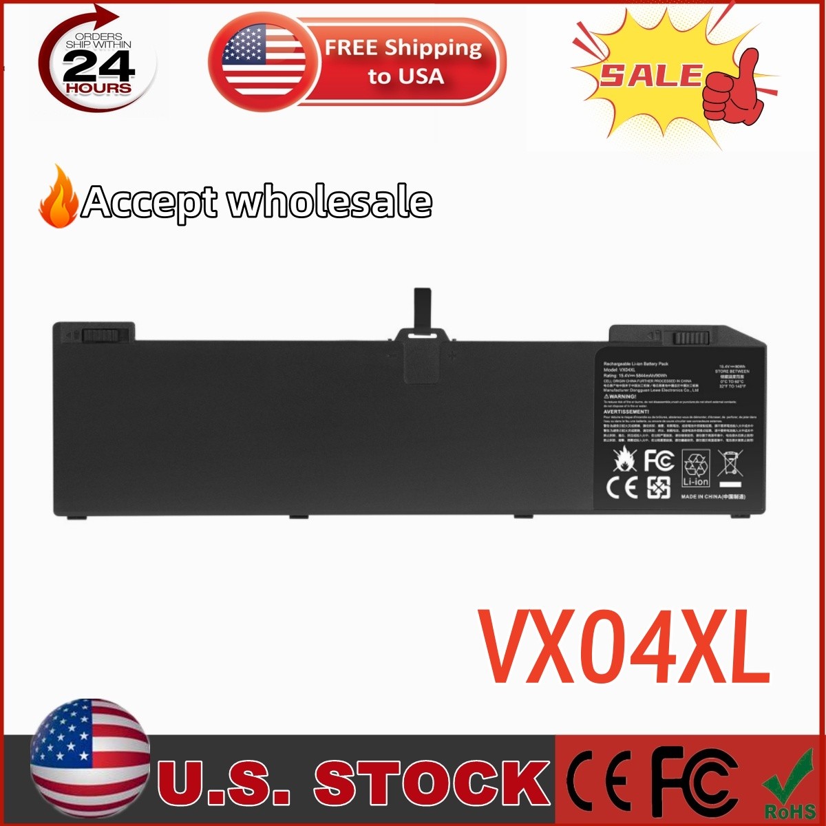 VX04XL Battery For Hp Zbook 15 G5 Series L05766-855 HSTNN-IB8F HSN-Q13C 90Wh