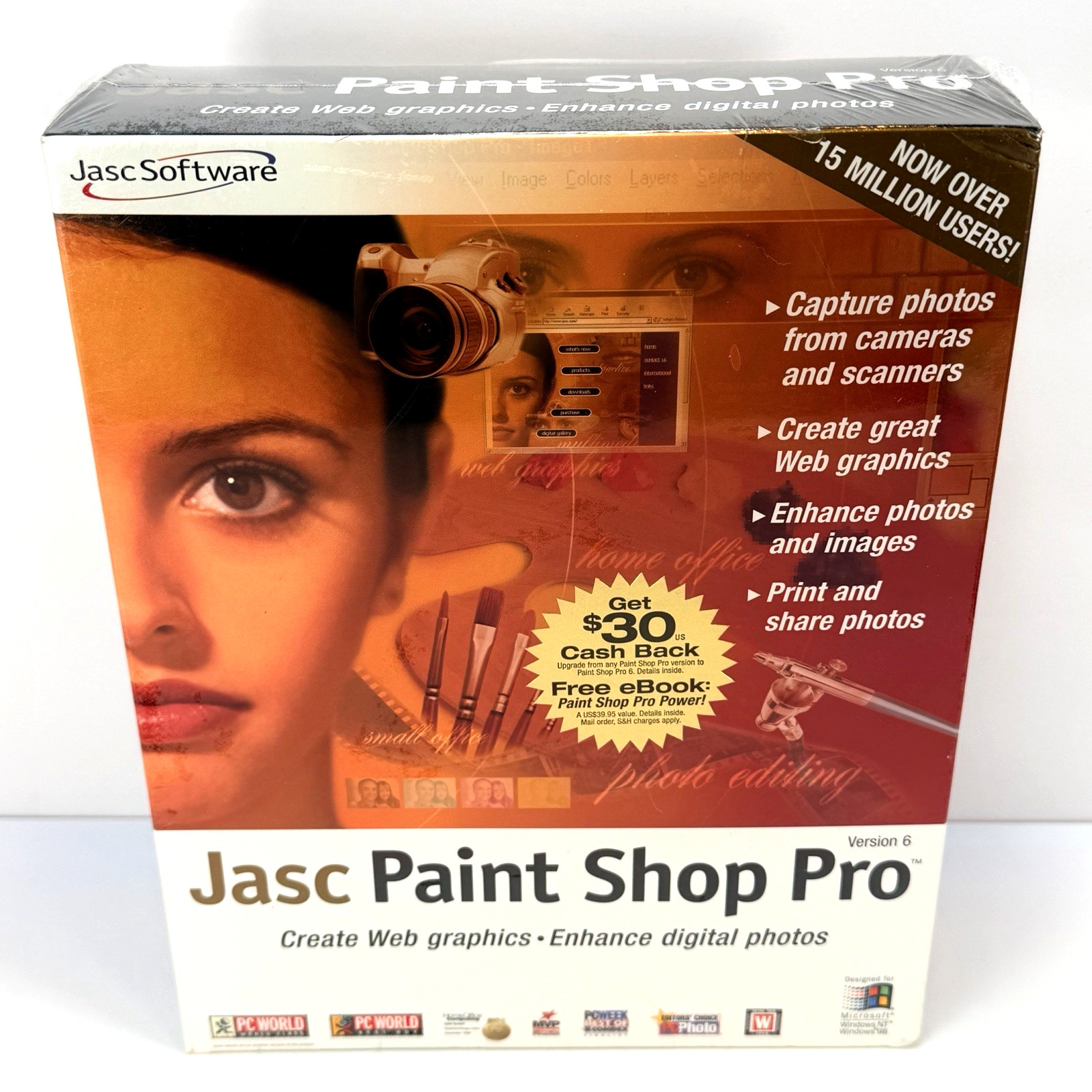 Jasc Paint Shop Pro 6 NEW Sealed Big Box PC Software 1999 Pre Corel Rare