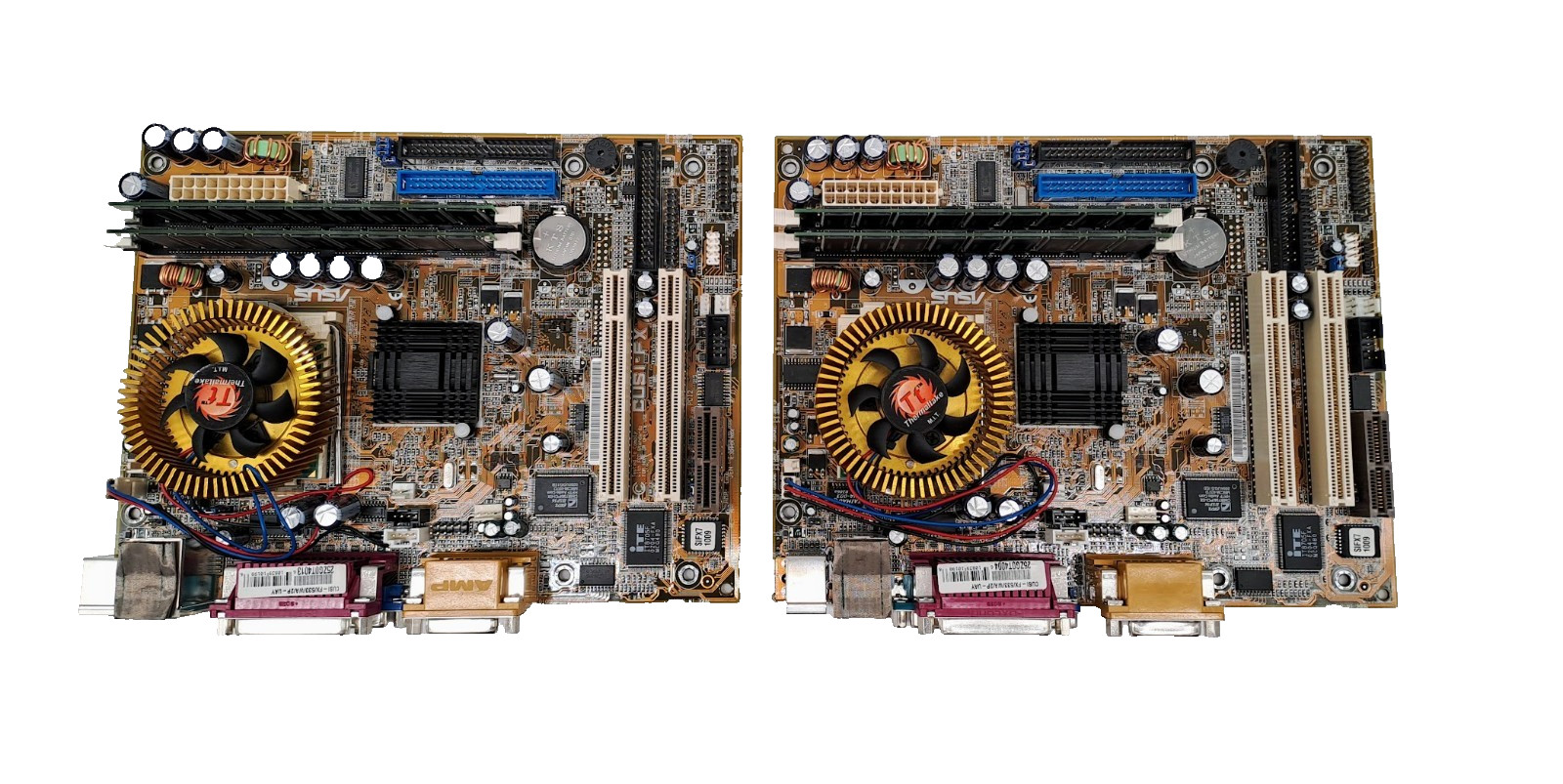 Lot of 2 Asus CUSI-FX Motherboard Rev 1.05 W/ X2 RAM 512 & SPU Intel SL4ZJ