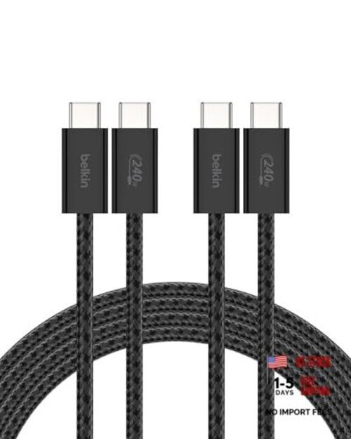 Belkin USB C to USB C Cable 2-Pack, 6.6ft, 240W - USBC to Black 6.6 ft - 2 pack