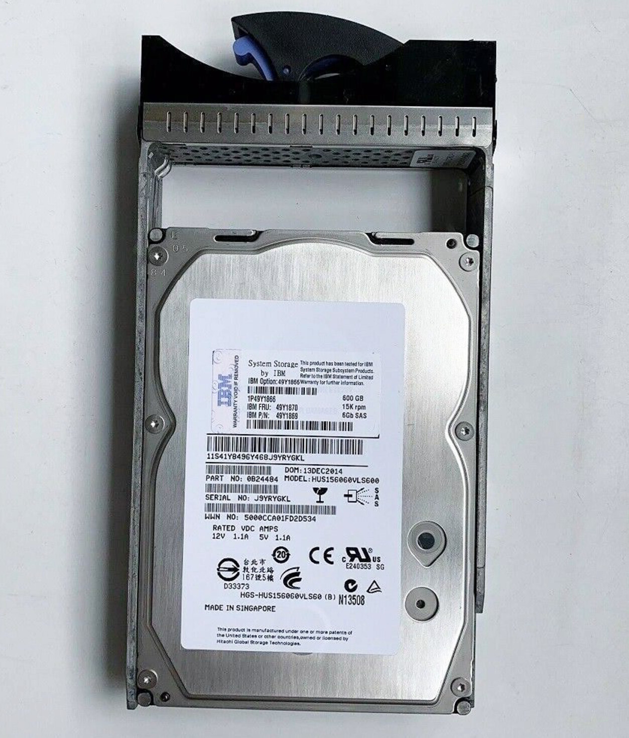 IBM 49Y1870 49Y1866 49Y1869 600GB 15K 6GB LFF SAS 3.5'' Hard Drive W/TRAY