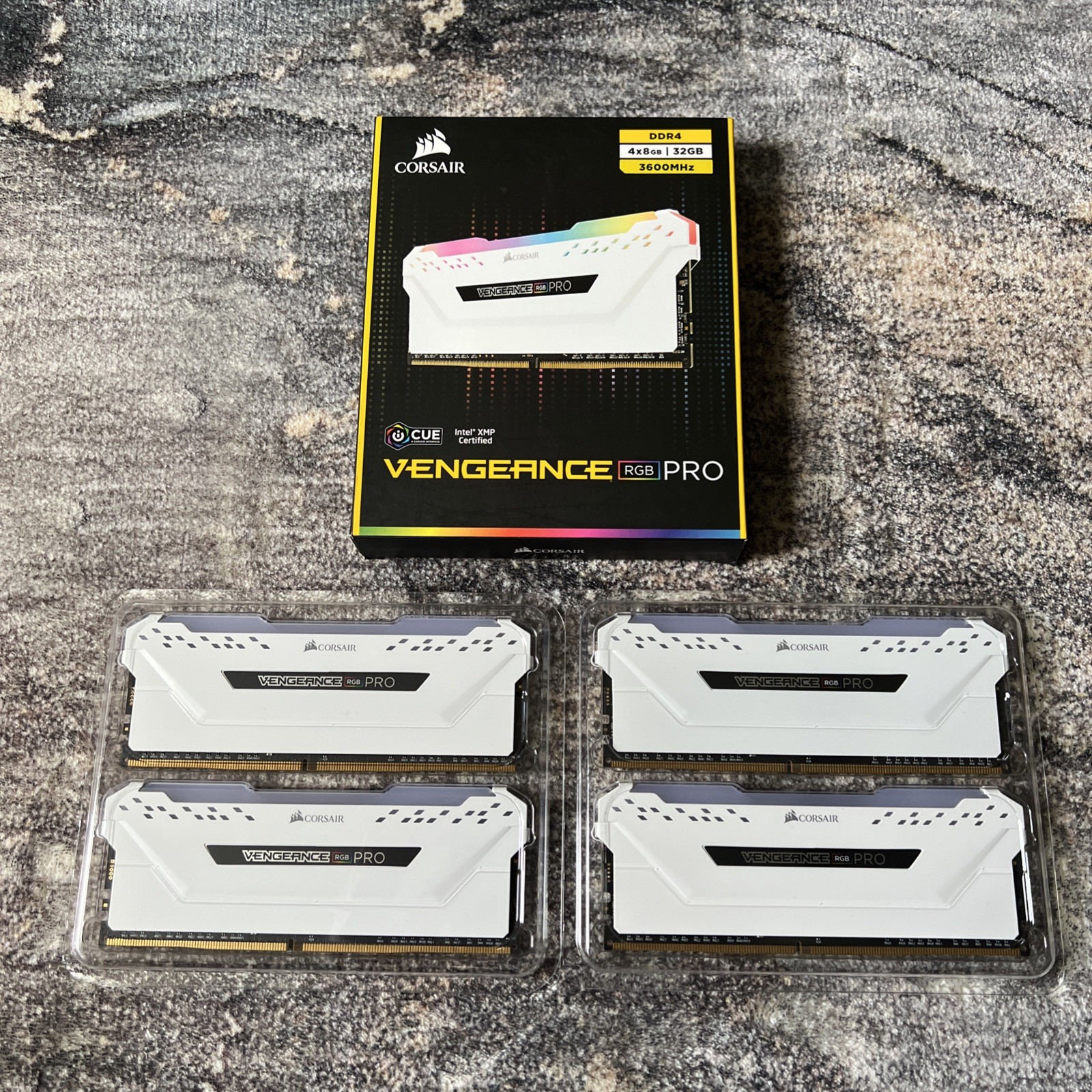 Corsair Vengeance RGB PRO 32GB (4x8GB) DDR4 3600MHz C18 RAM CMW32GX4M4C3600C18W