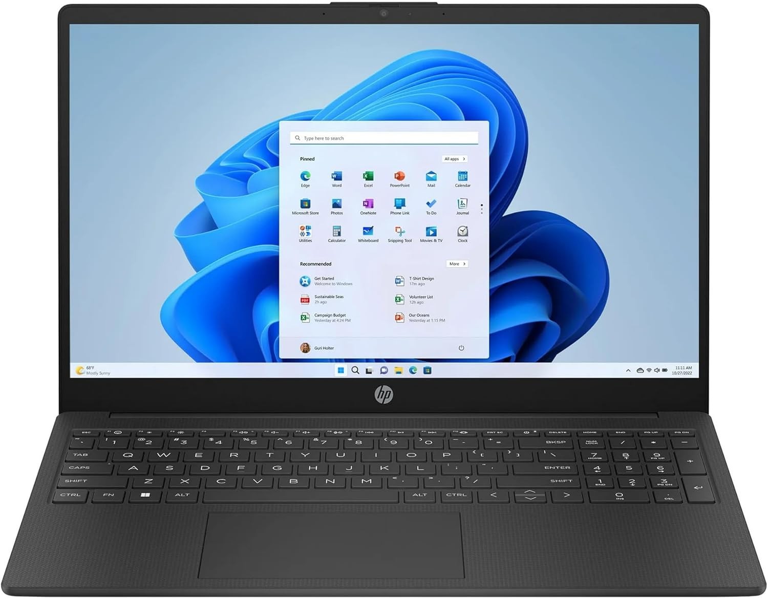 HP 15 Laptop 15.6" HD Pentium Quad-Core N200 4GB 128GB SSD Webcam Win 11 Black