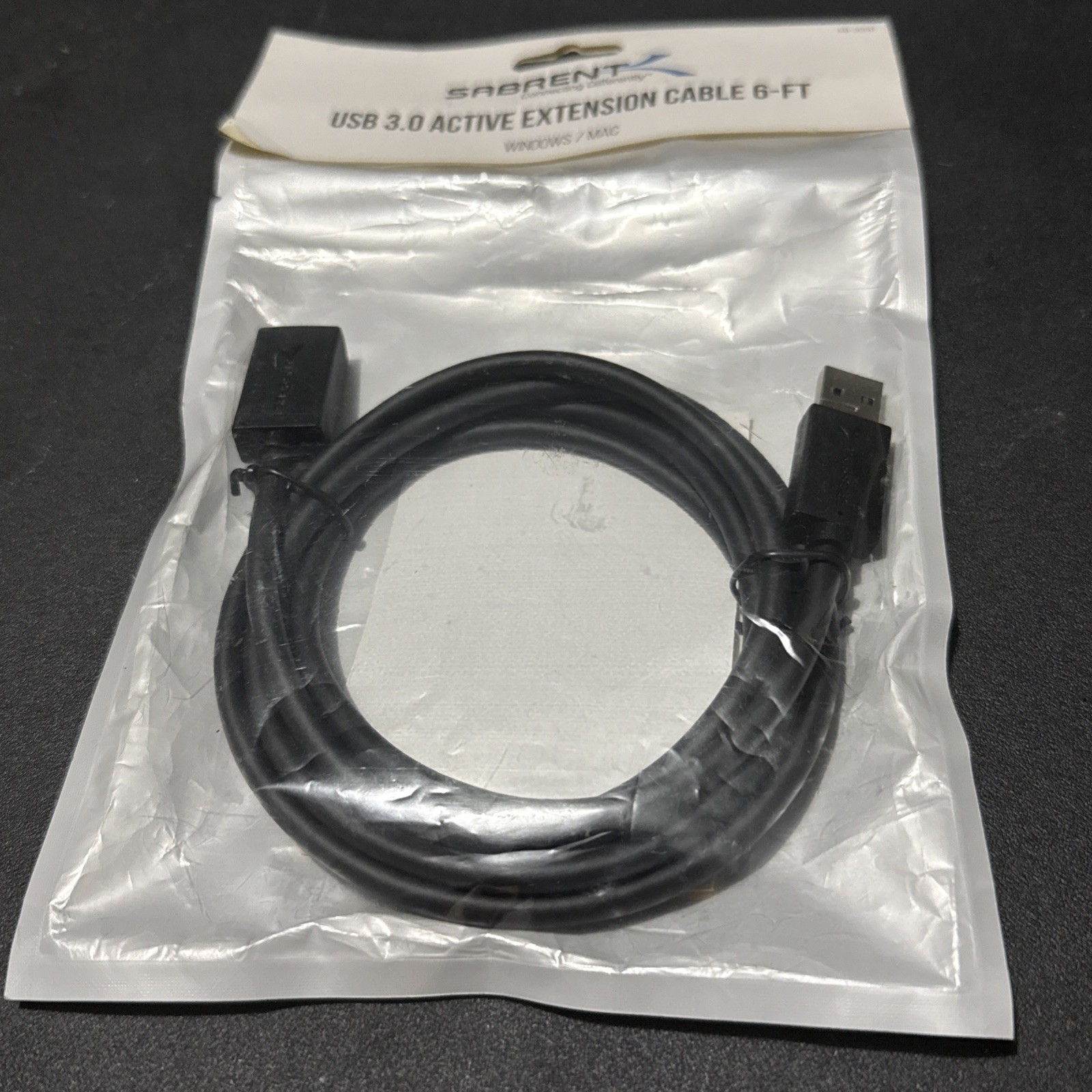 Sabrent CB-3060 22AWG USB 3.0 Extension Cable A Male To A Female 6 Ft. Black