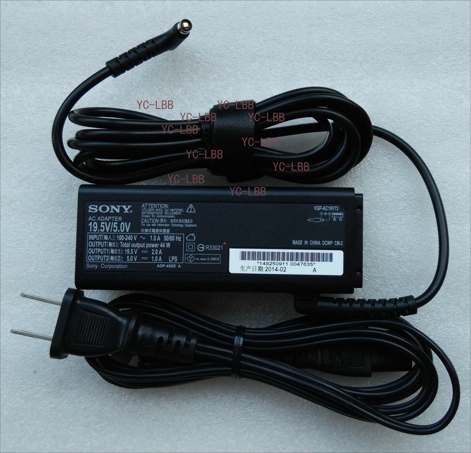 New Original OEM Sony VAIO Tap 11 SVT1121A1J VGP-AC19V73 44W 19.5V/5V AC Adapter