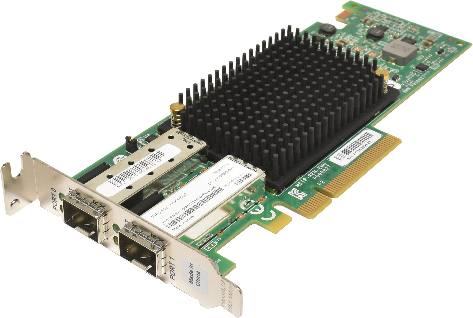 Lenovo Emulex LPE-12002 VFA5.2 Dual Port SFP+ 10Gb PCIe x8 Controller 01KR603